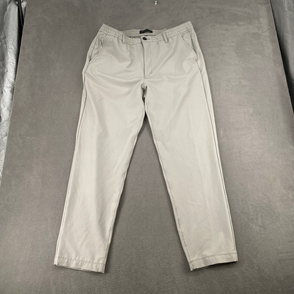 Marc New York Mens 38x32 Performance Chino Pants Khaki Tan Elastic Waist MNY